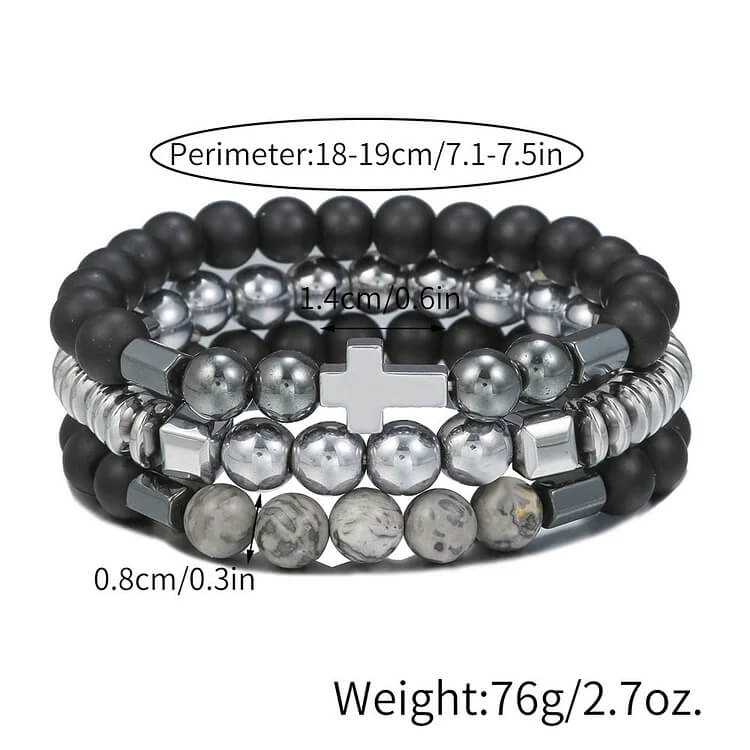 Mens Stacking Gemstone Set Bracelet