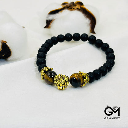 Crystal Tiger Eye Stone Lion Symbol Bracelet