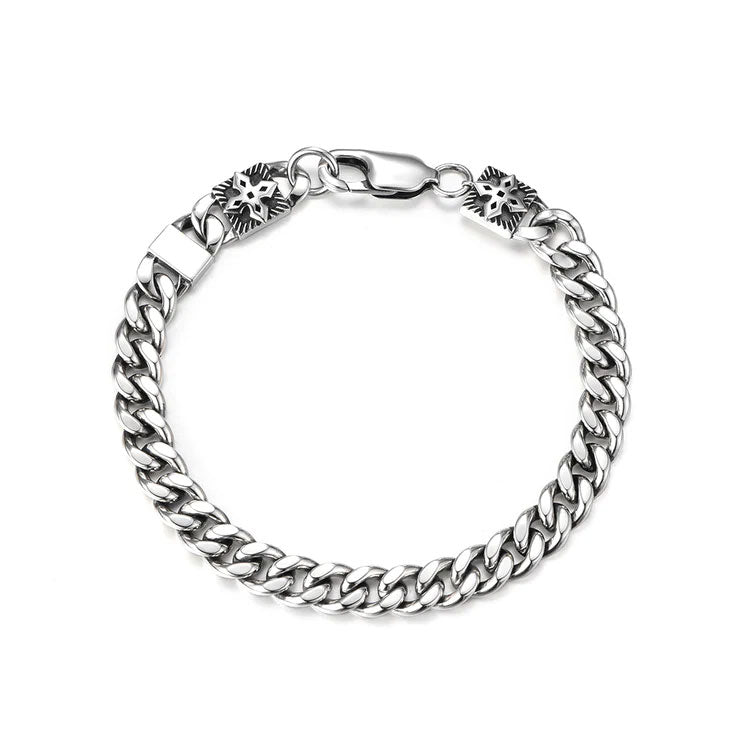 Cross Sterling Silver High Street Hip Hop Cuban Bracelets