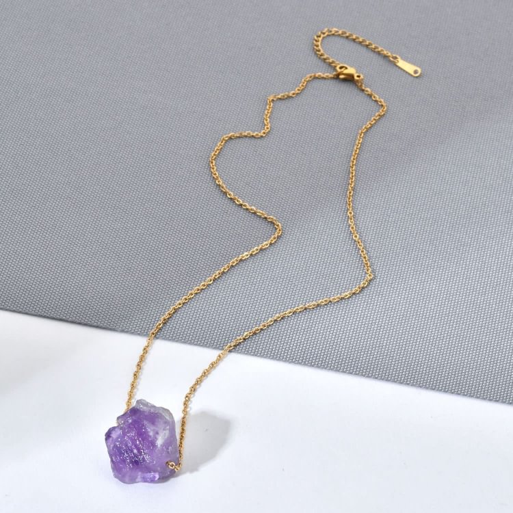 Natural Rough Gemstone Healing Crystal Chain Necklace