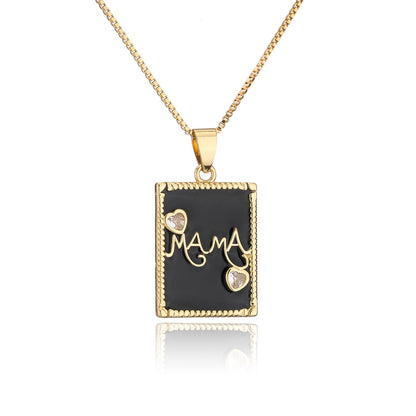 'MAMA Love You' Square Pendant Necklace