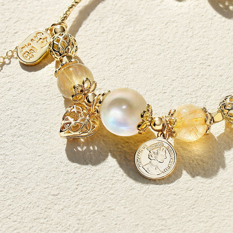 Moonstone Citrine Romantic Heart Bracelet