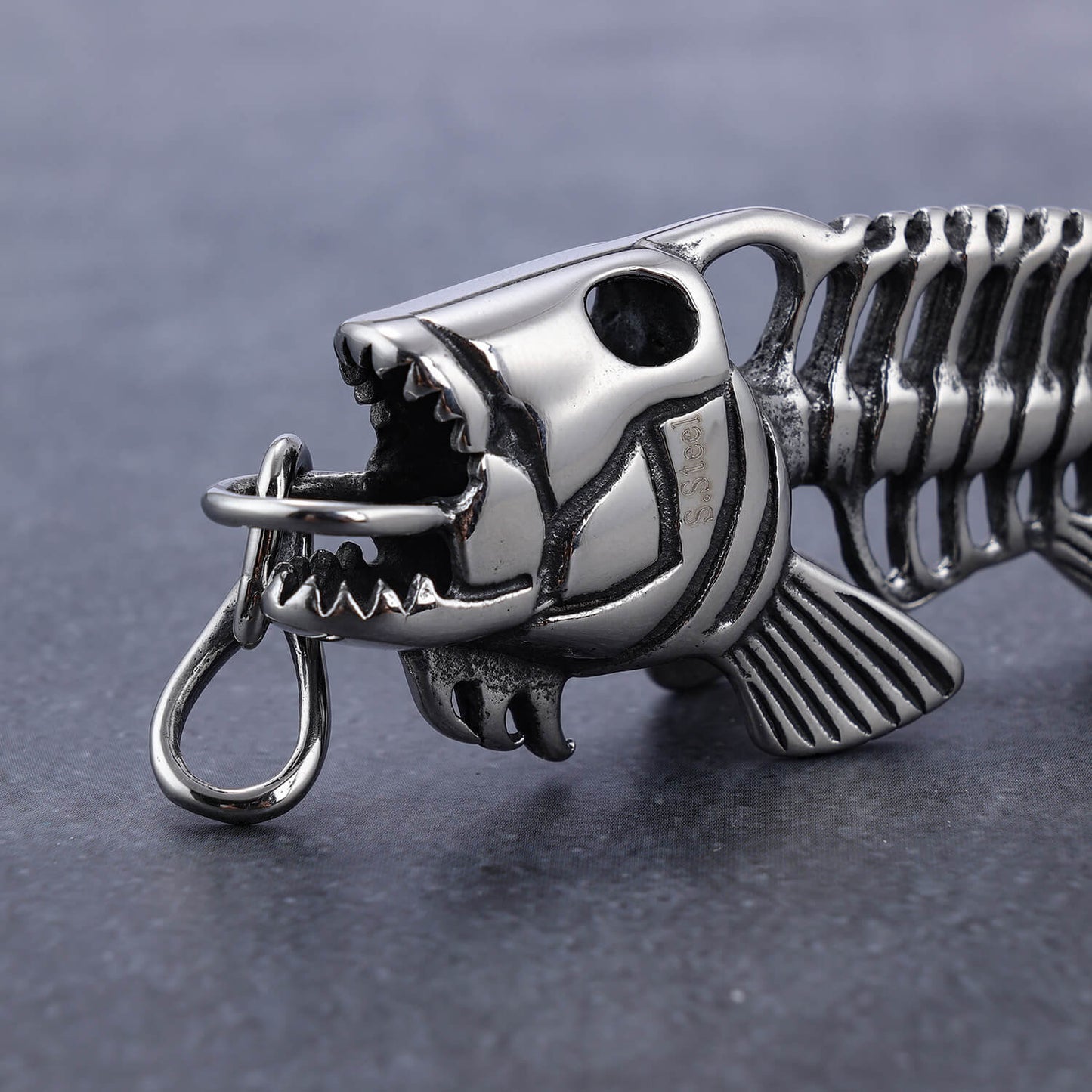 Giant Fish Skull Bone Stainless Steel Pendant