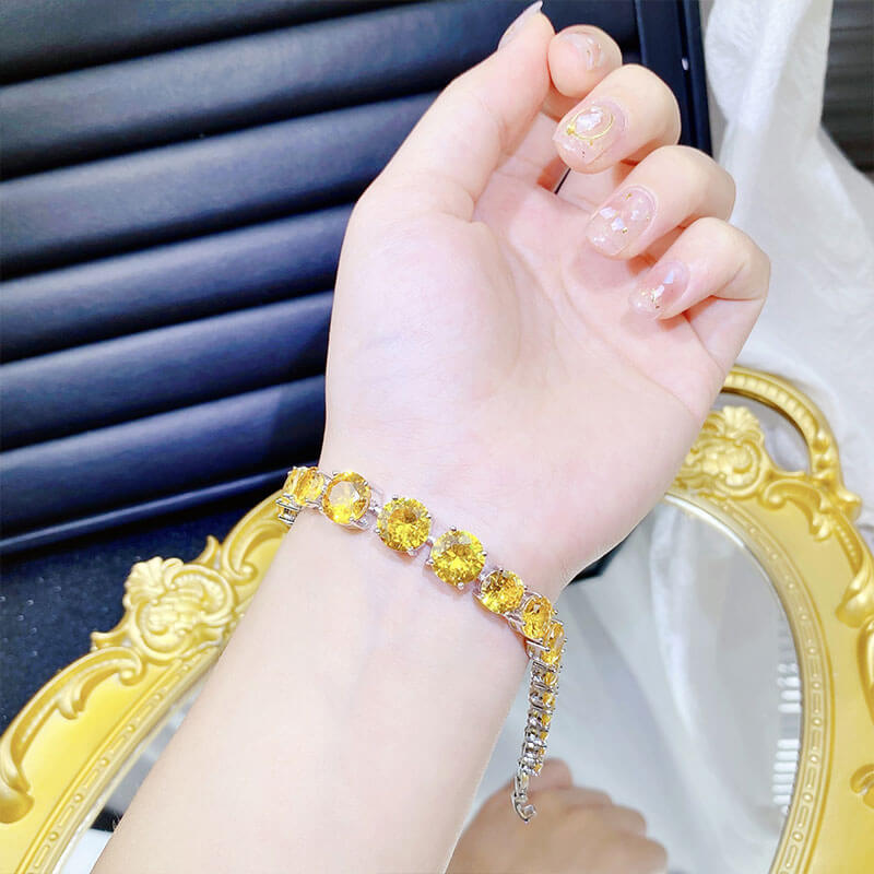 Light Luxury Full Diamond Yellow Zircon Bracelet Pink Zircon Bracelet