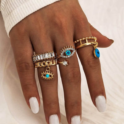 Bohemia Evil Eye 4-Piece Ring Set