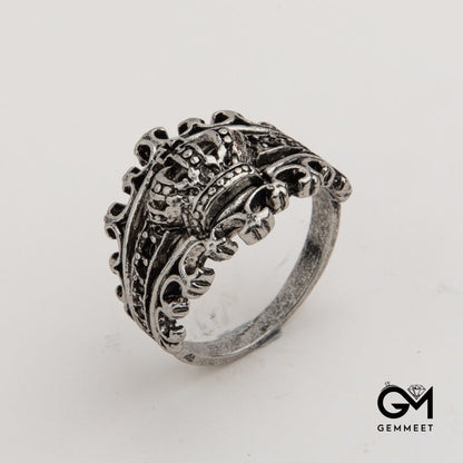 Black Royal King Knight Crown Ring