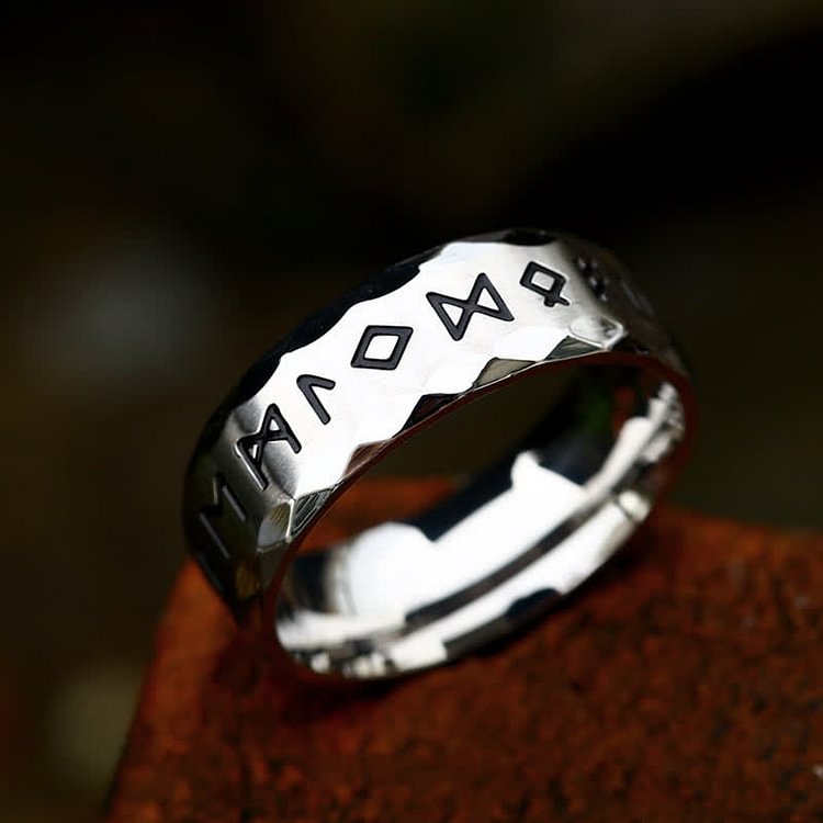 "War God" - Rune Norse Engraved Words Viking Ring