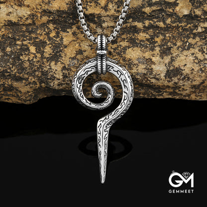 Titanium Steel Coil Snake Scepter Totem Necklace