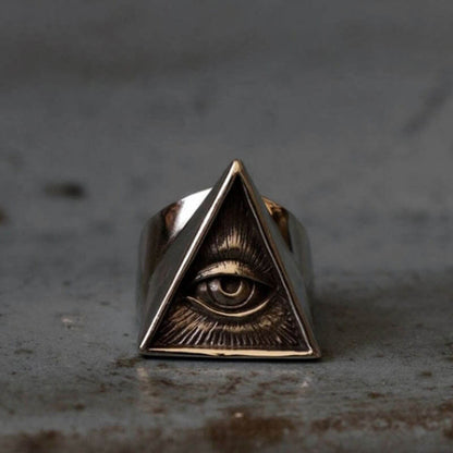 Titanium Steel Knight Masonic Demon Eye Ring