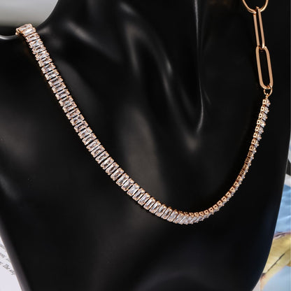 Zircon Spliced Clavicle Chain with Zircon Necklace