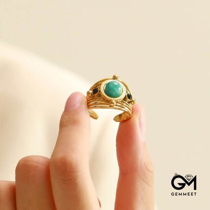 Amazonite Multi Layer Open Adjustable Ring