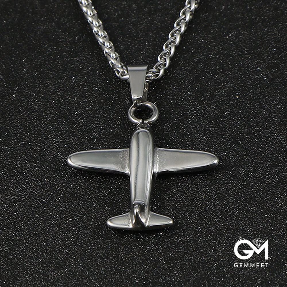 Stainless Steel Aircraft Pendant Mustang Fighter Necklace