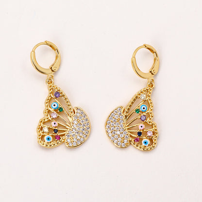 Women's Hollow Oil Dripping Butterfly Earrings