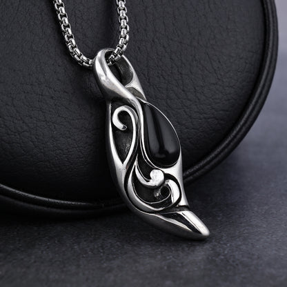 Water Drop Twist Petal Shape Stainless Steel Pendant Necklace