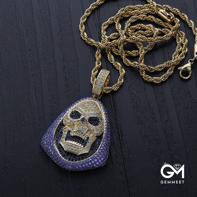 Full of Zircon Skull Pendant Necklace