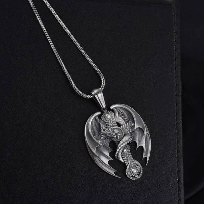 "Faith Energy" - Cross Dragon Skull Retro Necklace