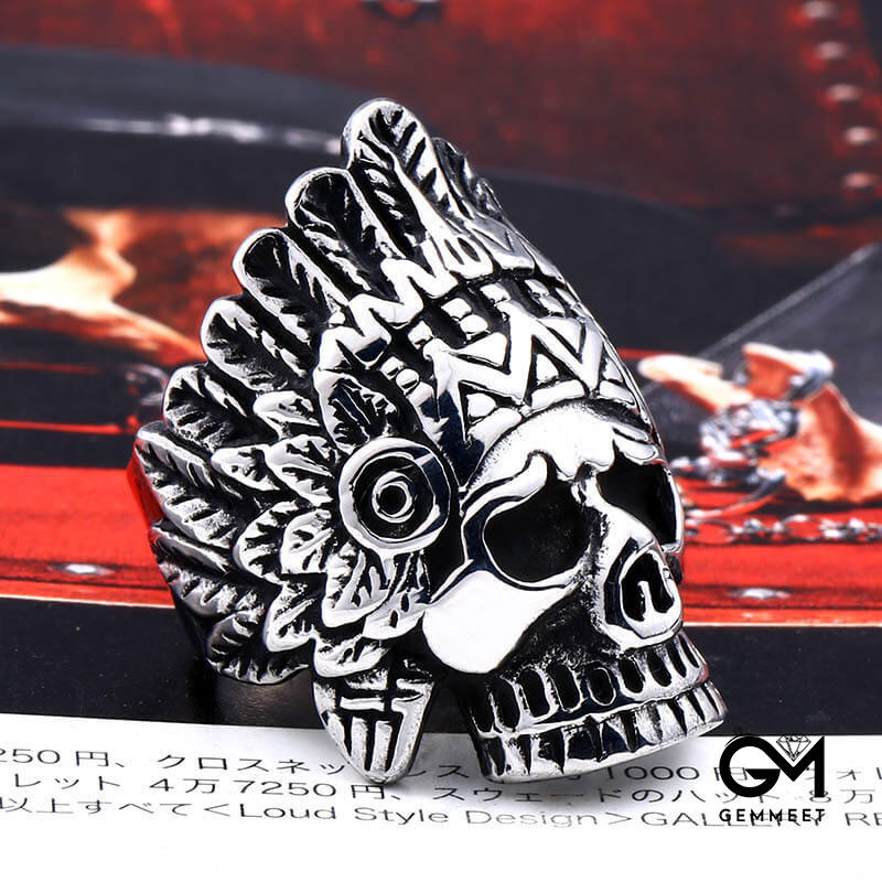 Titanium Steel Exaggerated Punk Skull Ring