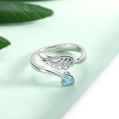 Leaf Heart Shape Birthstone Ring