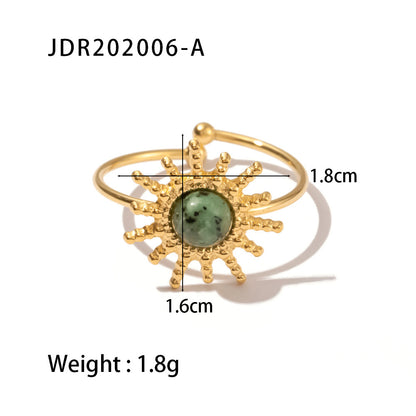 French Vintage Natural Stone Sun Shape Ring