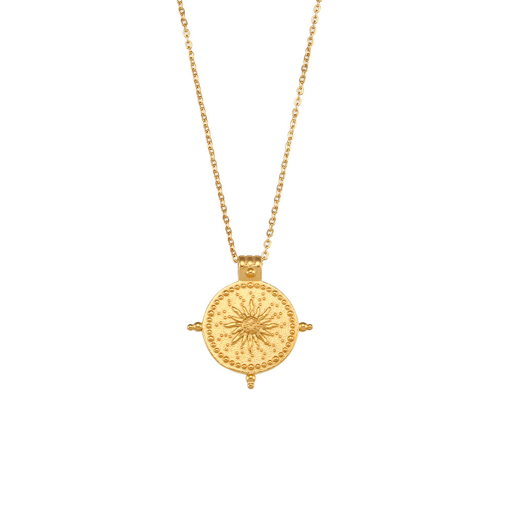 Stainless steel Sun Compass pendant necklace