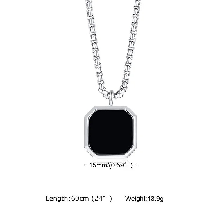 Square Pendant Men Long Sweater Chain Necklace