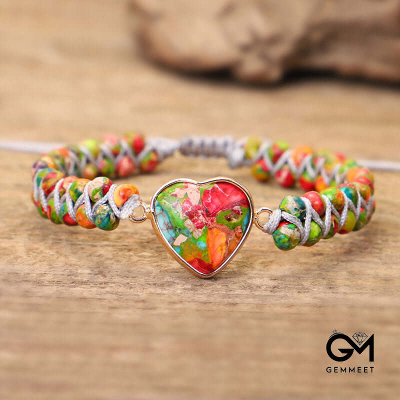 Stone Crystal Heart Bracelet