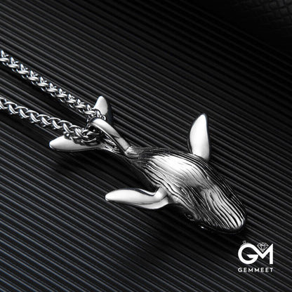 Stainless Steel Simple Blue Whale Pendant Necklace