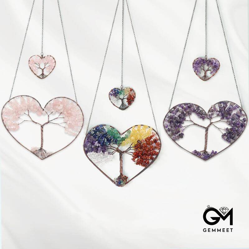 Colorful Crystal Stone Life Tree Love Pendant