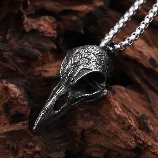 Men's Viking Raven Crow Skull Necklace