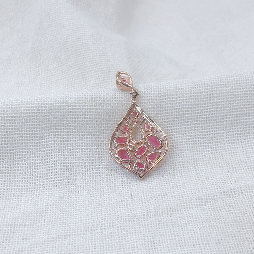 Pear Shaped Water Drop Shaped Pink Zircon Pendant