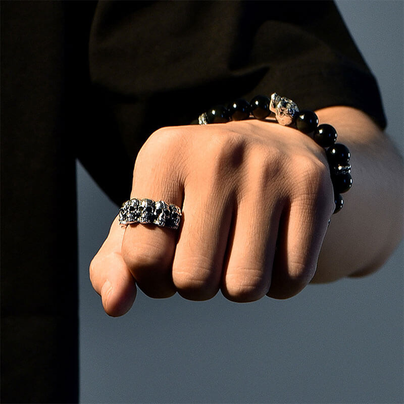 Cool 3D Skull Punk Band Ring