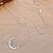 Moonstone Crescent Design Pendant Silver Necklace