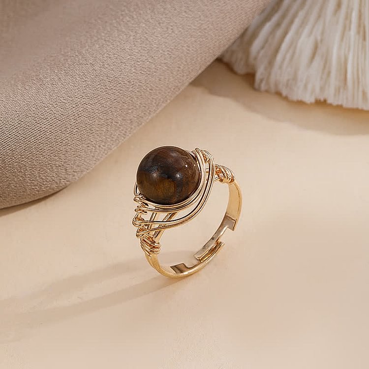 Natural Crystal Healing Protection Ring