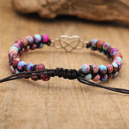 Bohemia Handwoven Purple Emperor Stone Hollow Heart Bracelet