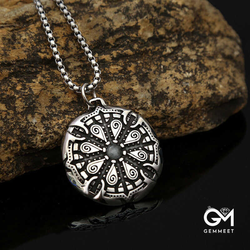 Stainless Steel Viking Odin Compass Necklace