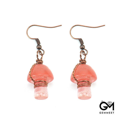 Cute Little Mushroom Crystal Earrings