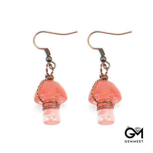 Cute Little Mushroom Crystal Earrings