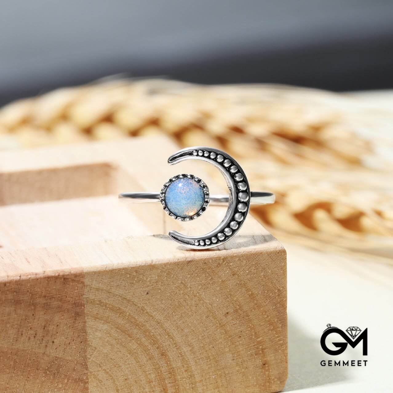 Moon Sun Accessory Moonstone Adjustable Ring