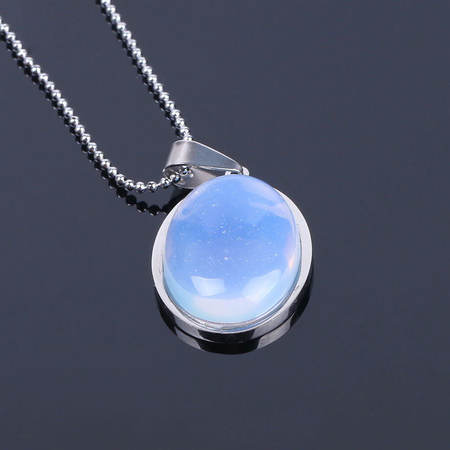 Oval Convex Simple Pendant Necklace