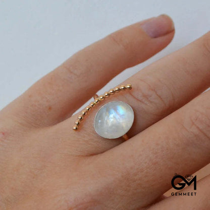 Moonstone Oval Stone Adjustable Ring