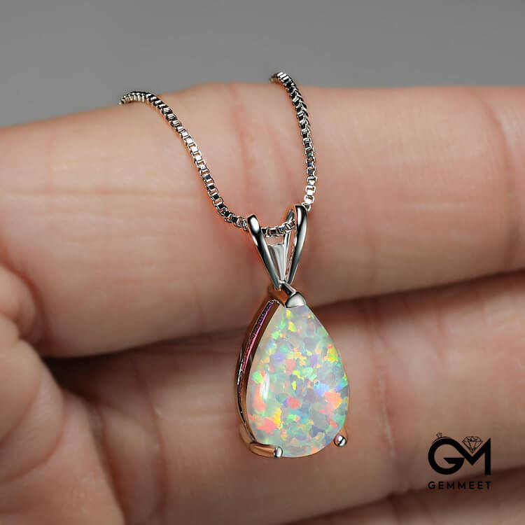 Minimalist Droplet Opal Pendant Necklace