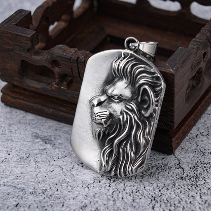 Large lion head stainless steel pendant