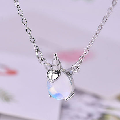 Moonstone Unicorn Rainbow Necklace