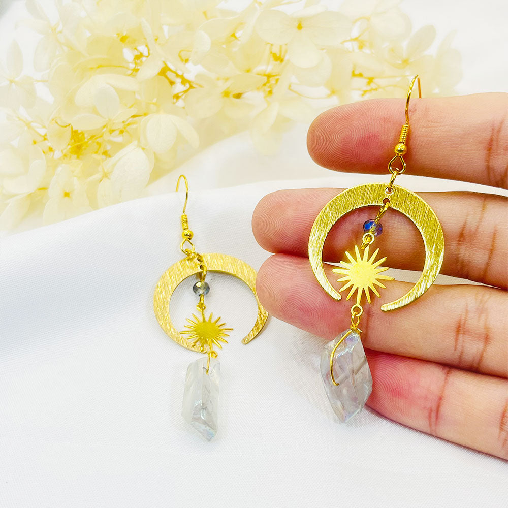 Bohemia Sun & Moon Quartz Earrings