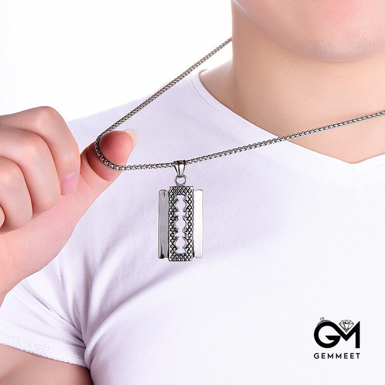 Razor Blade Titanium Steel Pendant Necklace