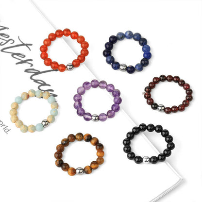 Color Stones Elastic Adjustment Bead Ring