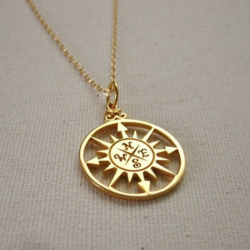 Simple Compass Cross Nautical Stainless Steel Pendant