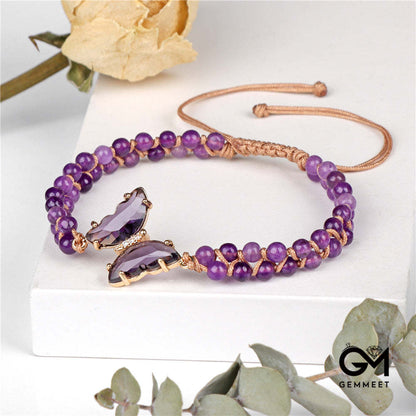 Beauty Butterfly Woven Crystal Bead Bracelet