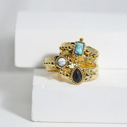 Bohemia Rectangle Turquoise Band Ring