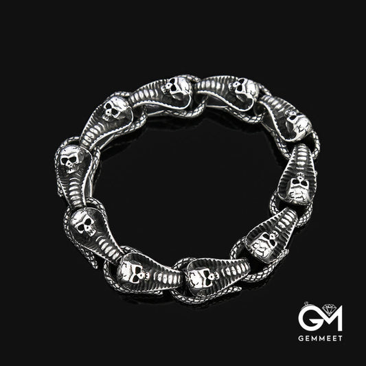 Titanium Steel Skull Snake Bracelet